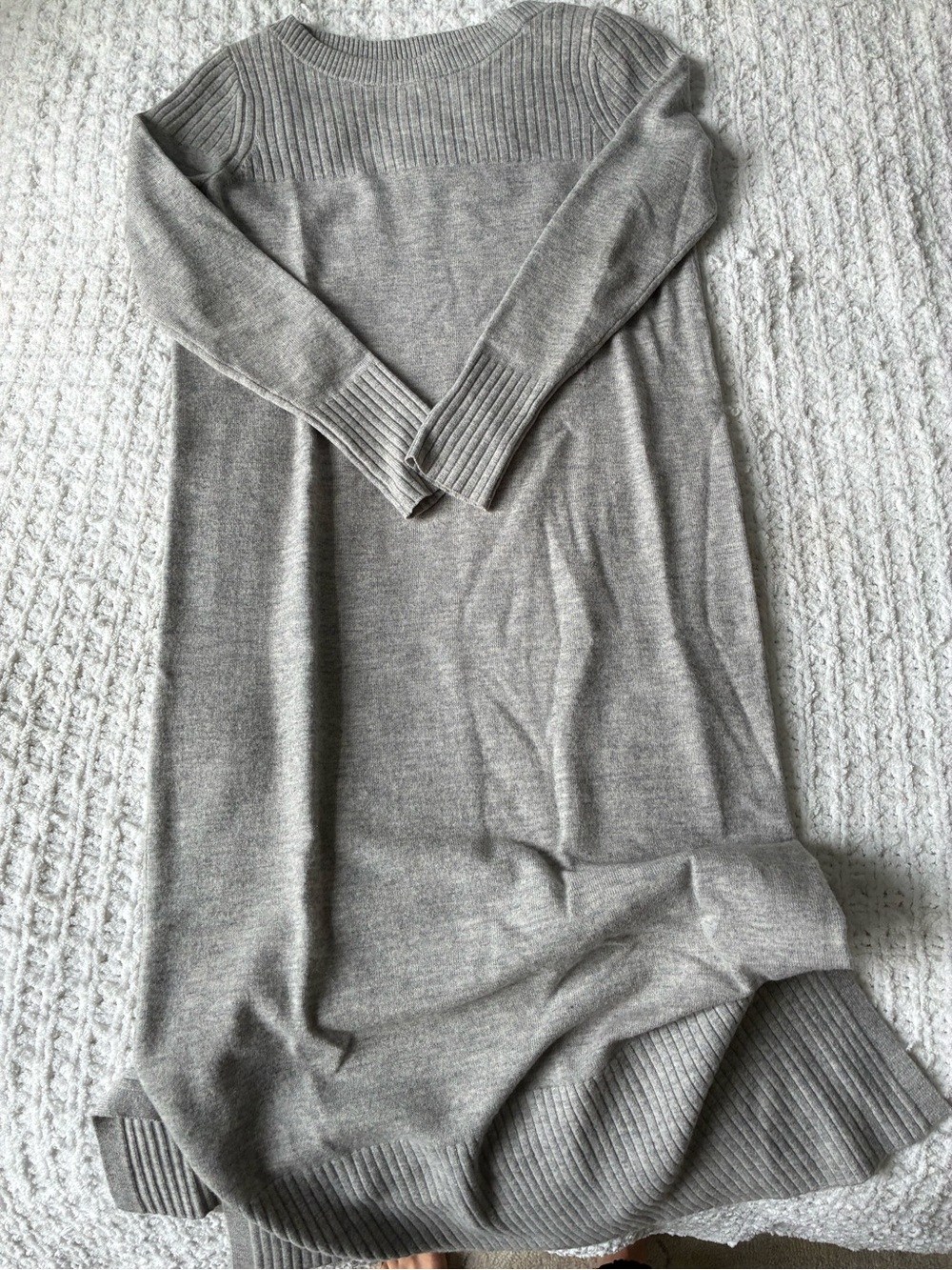 Light Gray Women's Rib-Knit Sweater Dress